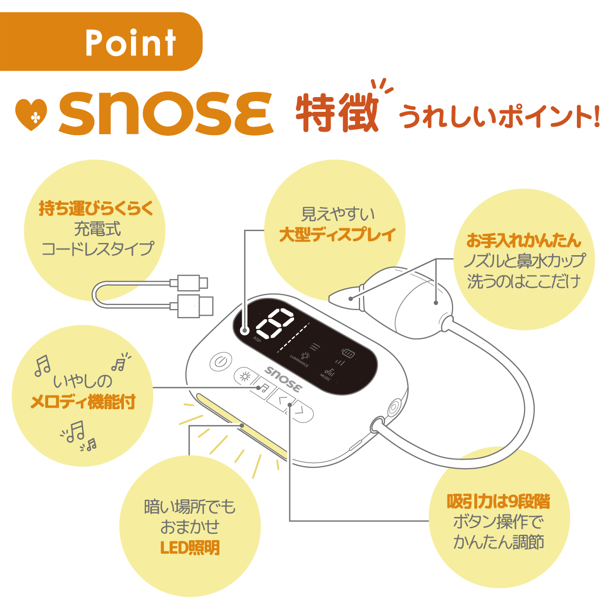 充電式電動鼻吸い器 SNOSE(スノーズ)